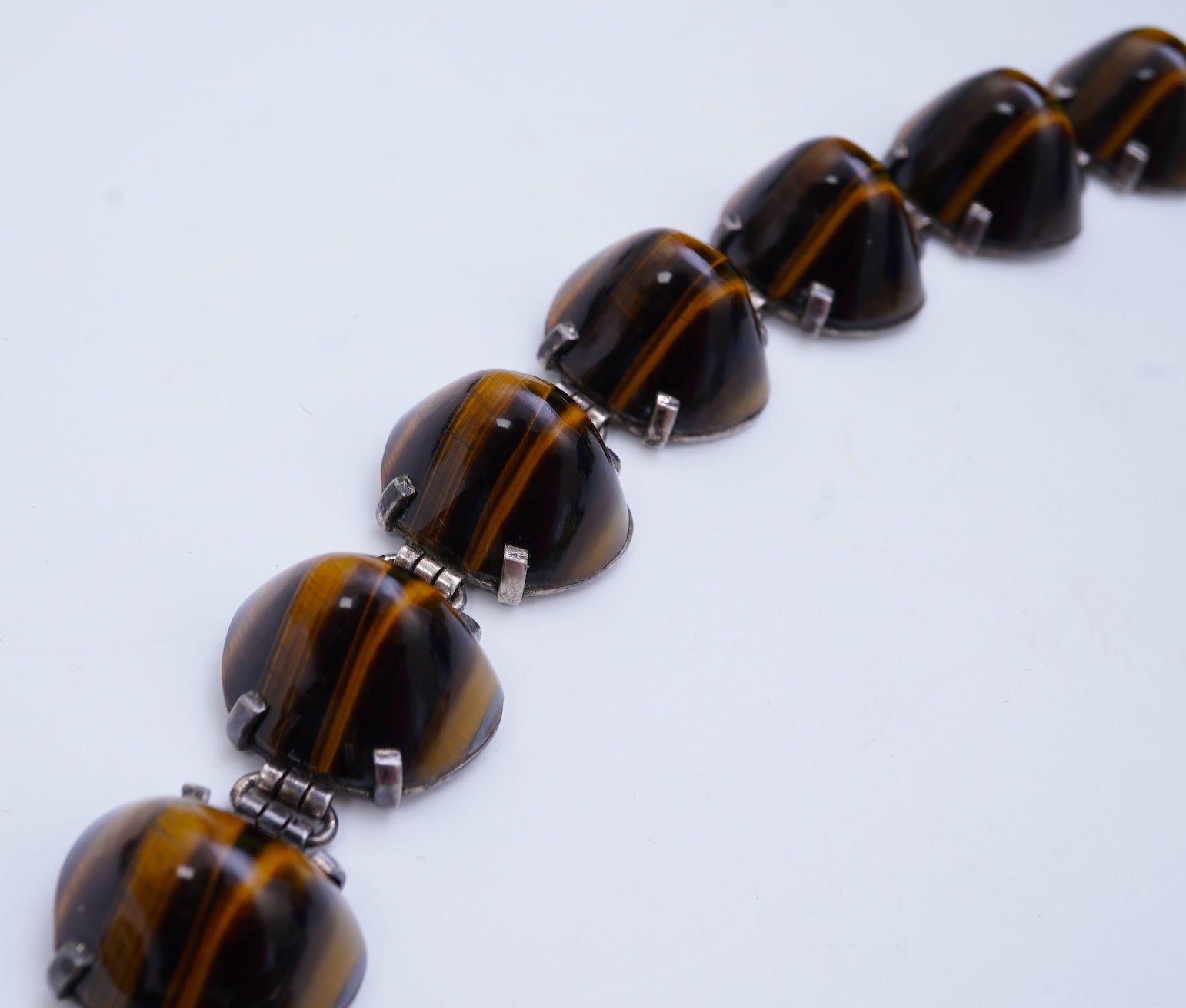 Two silver and hardstone bracelets
